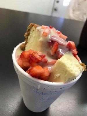 Stuff cheesecake.. real cheesecake and strawberries a must try.