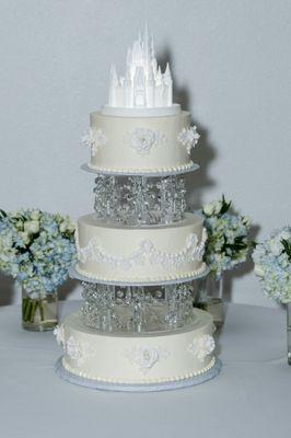 Custom Disney Castle Swiss Merengue Wedding Cake by Millstone Bakery in Plano