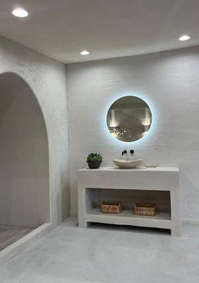 Custom vanities, micro-cement, textured walls and more.