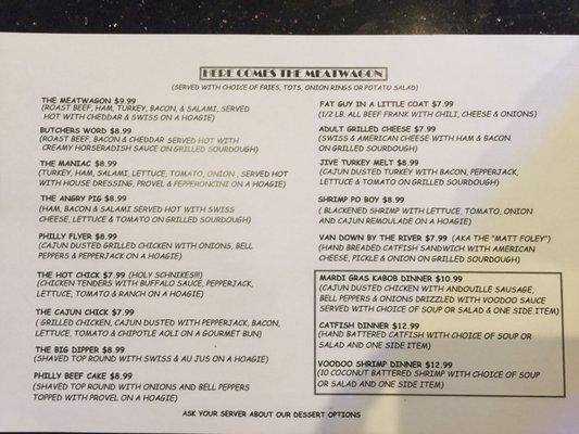 Tommy Boy's Menu (side 2)