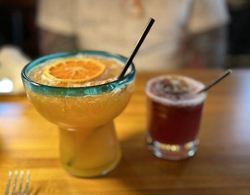 Peachy Margarita and Pisco sour tinto