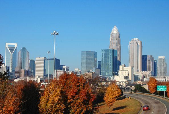 Charlotte skyline in the Fall