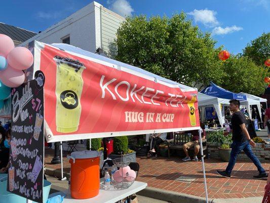 Kokee Tea banner on the street