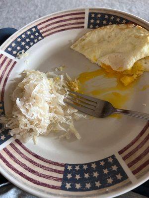 Sauerkraut and egg.