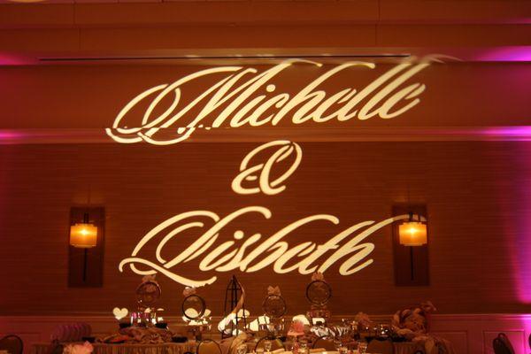 Nj bilingual latin dj - photobooth, decorations & party rentals, gobo monogram, up lighting