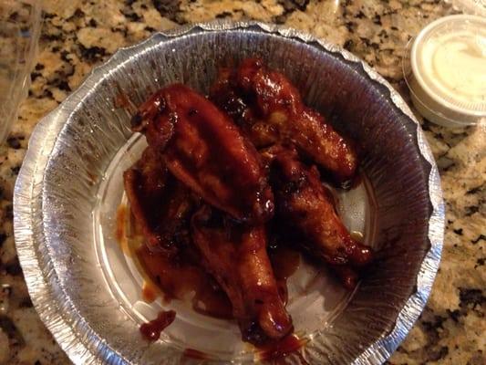 Boba wings, husband said they were not worth eating they were rubbery and the sauce was not good