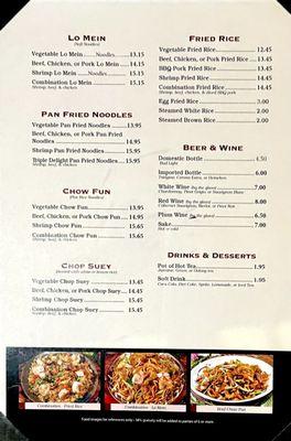 Menu as of October 2024 (p. 6)