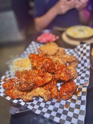 Medium Combo Azit Signature Fried Chicken: Half Hot & Sweet/Half  Soy Garlic ($33)