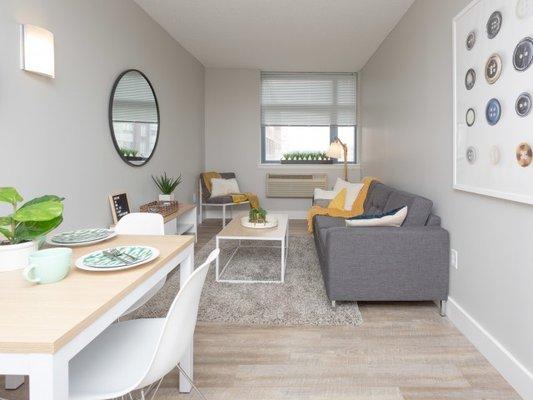 View of the living room in a 3-bedroom apartment.