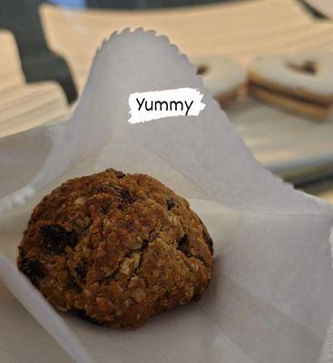 No sugar Oatmeal Cookie. It goes great with coffee and so happy to get no sugar options! -still sweet with raisins and cinammon-!