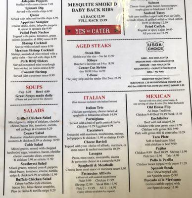 Old House Cafe Menu