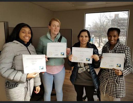 Students completed their infection control continue education class