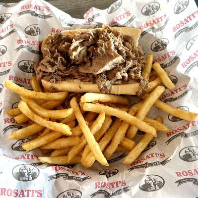 Italian Beef sandwich and fries