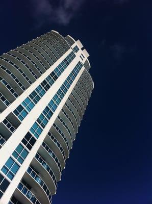 View looking up from the pool.