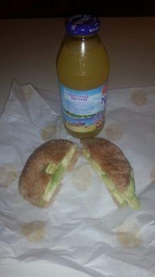 Nantucket juice (my favorite) and the egg white, avocado and cheddar sandwhich!