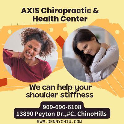 We can help your shoulder stiffness. Contact us at 909-696-6108