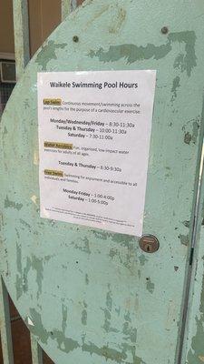 Waikele's Public Pool Hours Of Operation