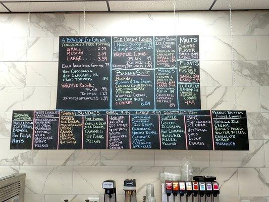 Our Ice Cream menu.