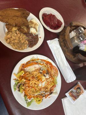 Jakes  has a buffet on a Monday 11 to 2 all you can eat fried chicken fried pork chops and red beans and rice an white beans