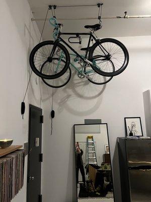 Bike storage installed for a small space storage solution