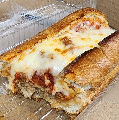 This is one-half of the Meatball Parm Sub!  It is huge!