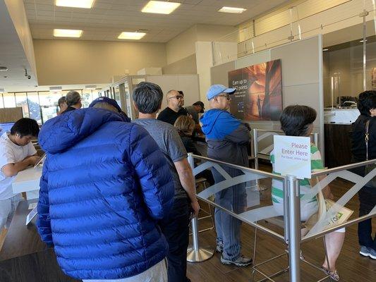 Typical line at this branch. I always see different tellers at this branch.