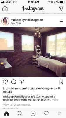 Facial room presented on the Instagram page of one of the aestheticians.