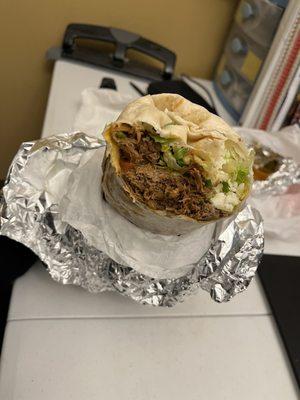 Barbacoa burrito $9