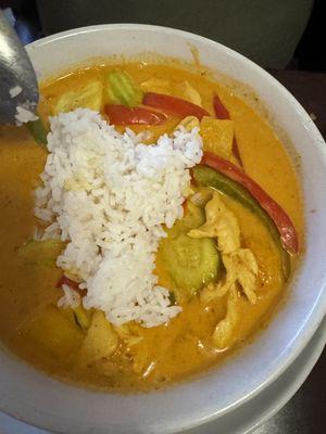 The mango curry was amazing.  Generous portion and great flavor.