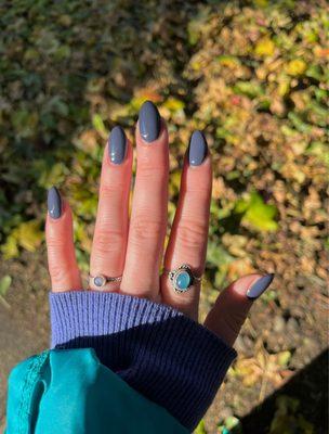 Stormy blue acrylic nails