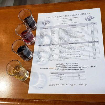 Wine flight and list