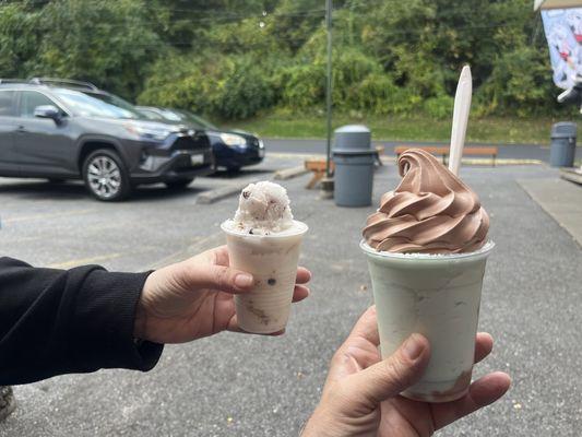 Coconut Almond chocolate Chip Italian Ice  Gelati - Pistachio Italian ice with chocolate custard