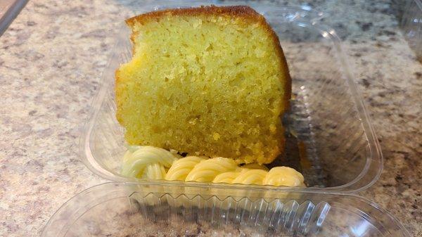 Delicious and moist lemon cake. Love the icing being on the side.