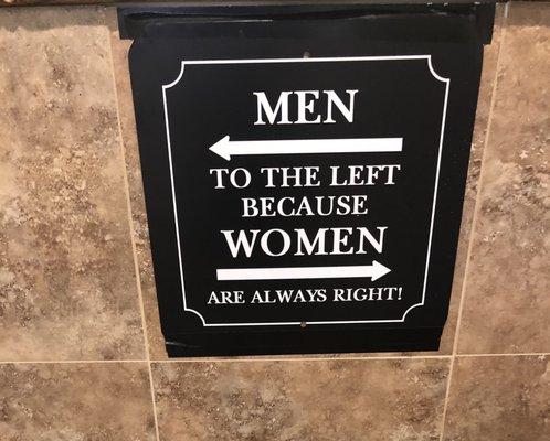 Cute sign by bathrooms