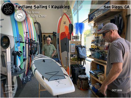 Ron & Bruce - Note to self: When learning to SUP it is best not to try it on a racing board.