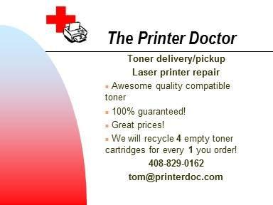 We offer toner delivery and pickup in the greater South bay and Peninsula!