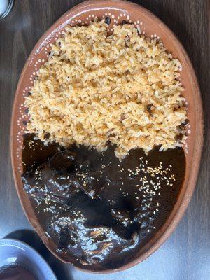 Mole negro served with handmade tortillas