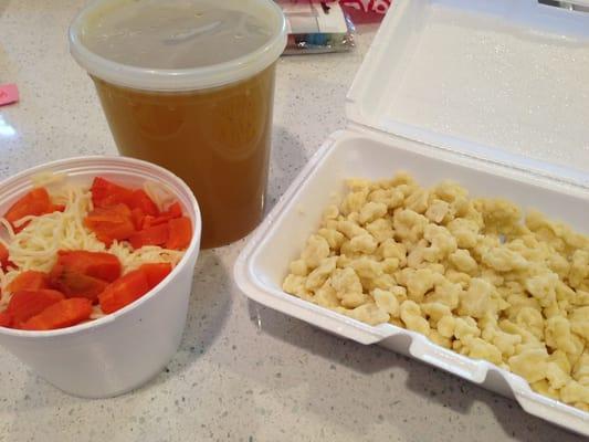 Carry out: chicken noodle soup with dumplings