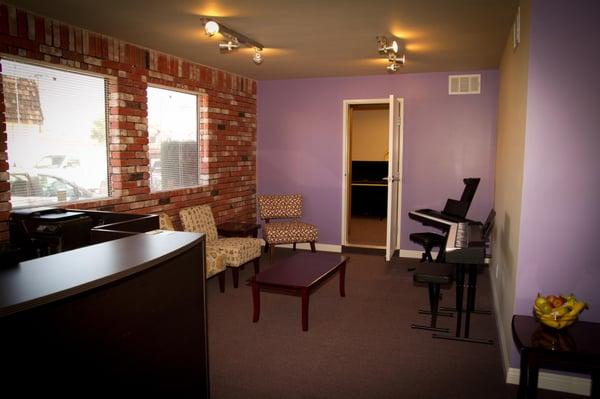 2 keyboards in the reception area for students/guests to use while waiting.