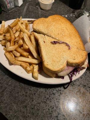 A serious corn beef sandwich and french fries!!!