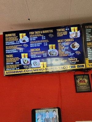 Super Taco's Menu