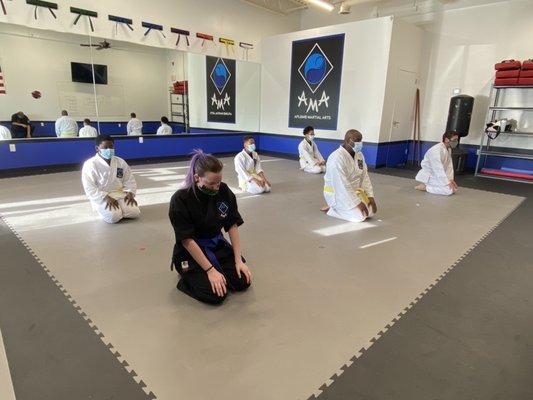 Cool down and meditation following a group class.