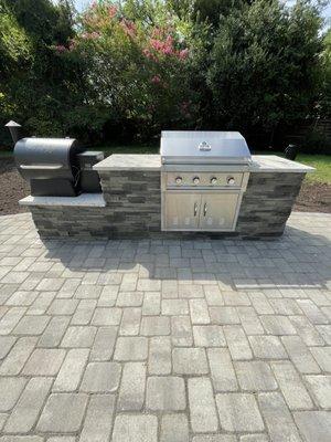 Outdoor kitchen with Traeger top