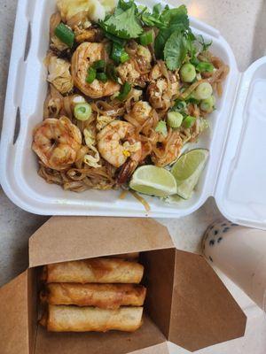 Pad Thai with shrimp and lumpia