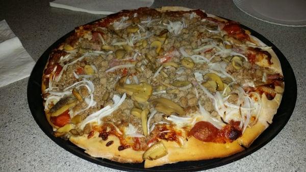 This is the pizza with all their meat with mushrooms and onions added.  Awesome!