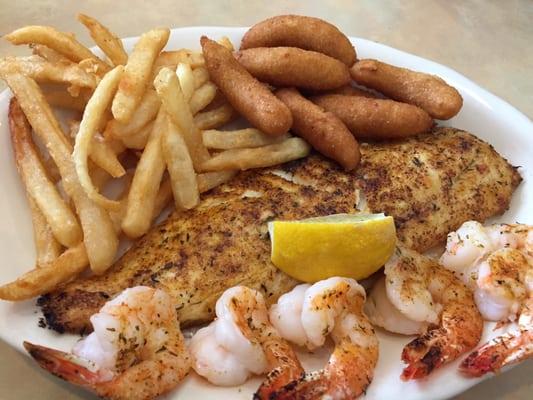 Broiled Red Snapper with Broiled Shrimp