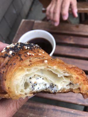 A most delicious & decadent croissant with a smooth Americana brew.