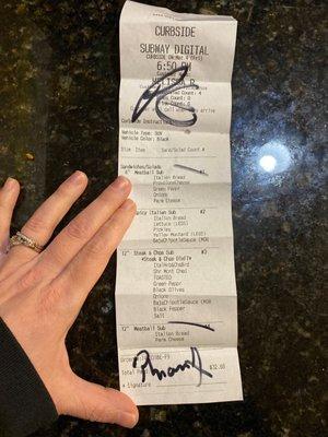 Receipt as proof to what happened