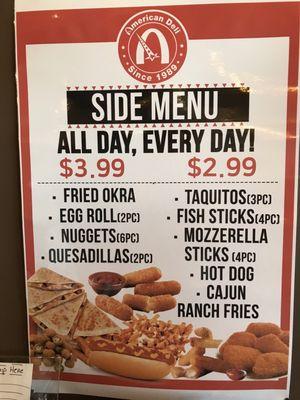 Sides Menu -Sides may be added to Meal. (Prices may be outdated)