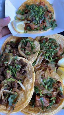 Tacos: Asada, Tripas and al pastor